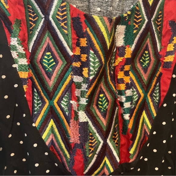 🍭 3/$30 Anthropologie colorful embroidered top stripes & polka dot print - Picture 8 of 15